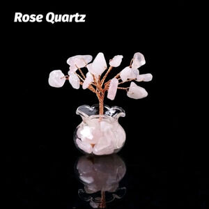 Natural Rose Quartz Gemstone Mini Crystal Gravel Tree True Love Empathy Stone